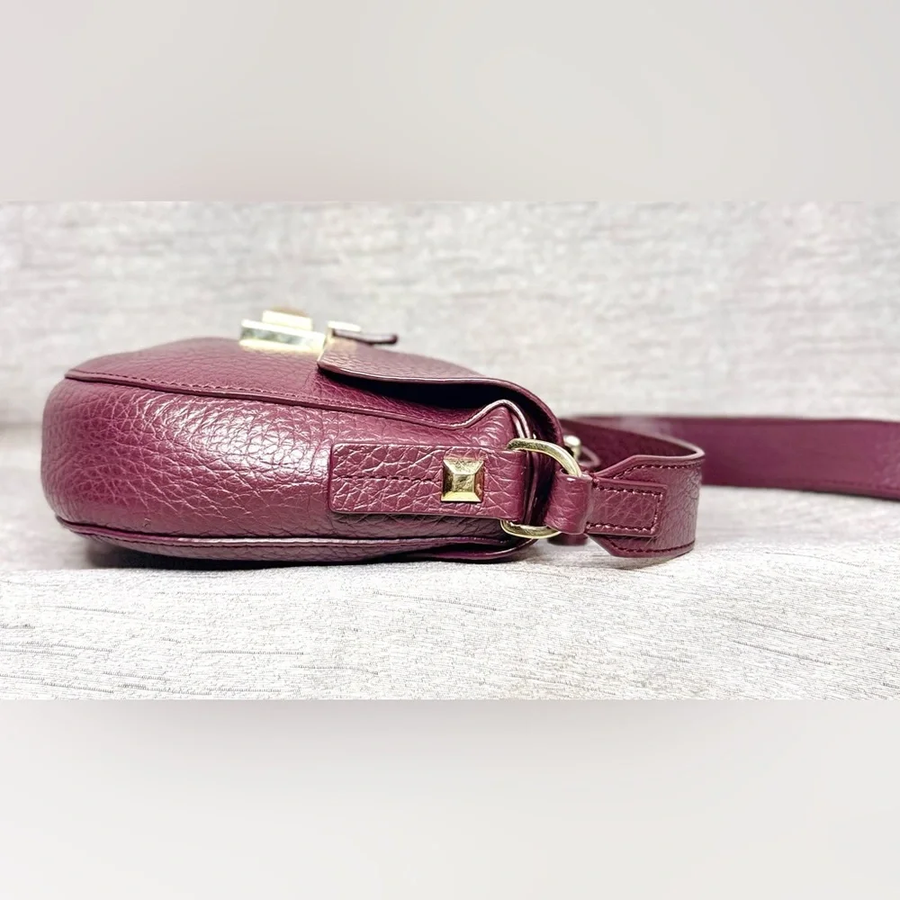 Furla Purple Leather Saddle Crossbody Bag - 7.5" x 6.5 - “Bordeaux” Mini Glenn - Picture 9 of 13